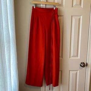 Red wide leg pants